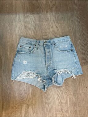 Levi's Light Blue Distressed Denim Shorts